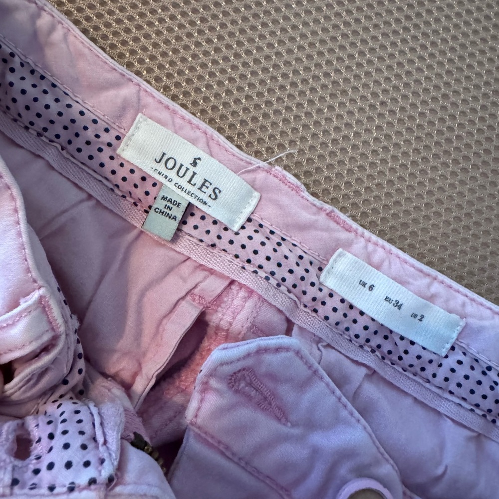 Joules Light baby Pink pants /slacks with Polka Dot Lining Chinos